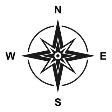 Modern flat icon compass with north, south, east and west symbol isolated on Stock Illustration
