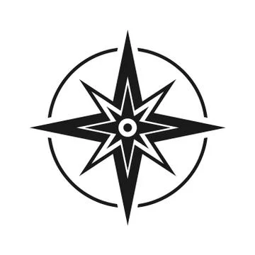 Modern flat icon compass without north, south, east and west symbol isolated Ilustração Stock