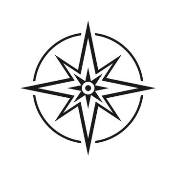 Modern flat icon compass without north, south, east and west symbol isolated Ilustração Stock