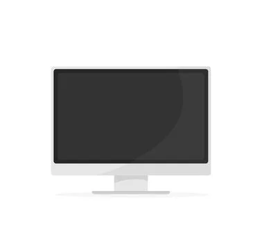 Modern flat icon with computer on white background for concept design. Open Stock Illustration
