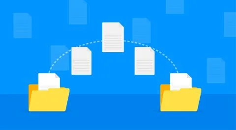 Modern flat icon with file transfer on white background. Document icon vector Stock Illustration