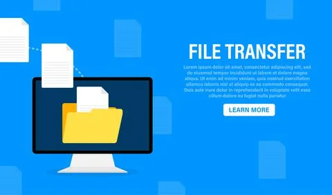 Modern flat icon with file transfer on white background. Document icon vector Illustrazione stock