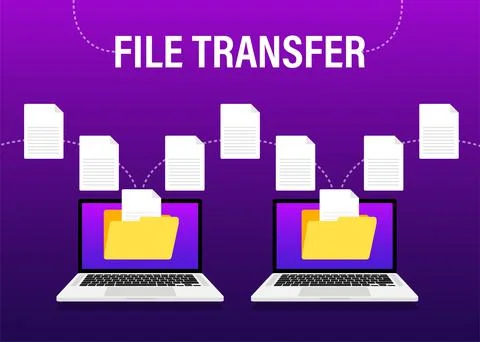 Modern flat icon with file transfer on white background. Document icon vector イラスト素材