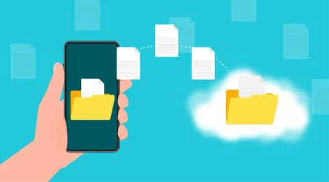 Modern flat icon with file transfer on green background. Document icon vector 스톡 일러스트