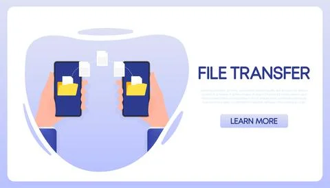 Modern flat icon with file transfer on blue background. Document icon vector イラスト素材