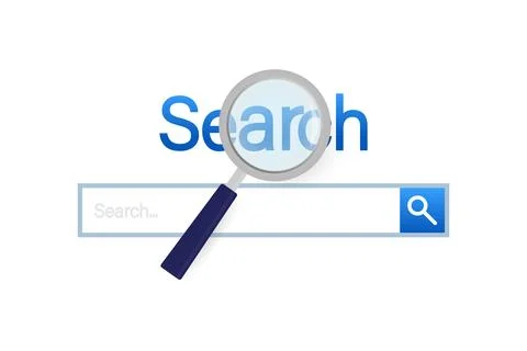 Modern flat icon with loupe web on white background. Icon on white backdrop Иллюстрация