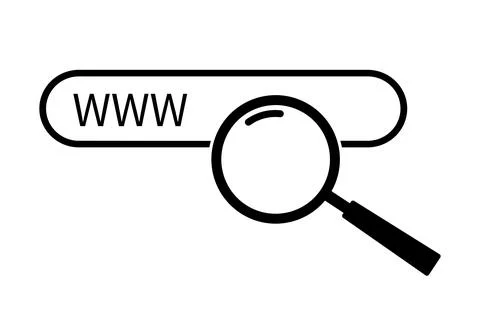 Modern flat icon with loupe web on white background. Icon on white backdrop 库存插图