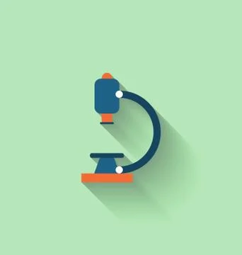 Modern Flat Icon of Microscope with Long Shadow Illustrazione stock