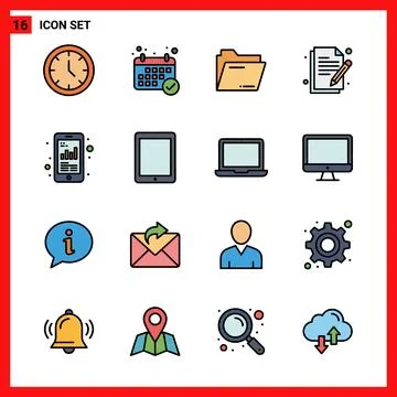 Modern Flat Icon Set for Business and Technology Applications. Stock Illustration