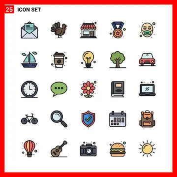 Modern Flat Icon Set for Digital and Print Media. Ilustração Stock