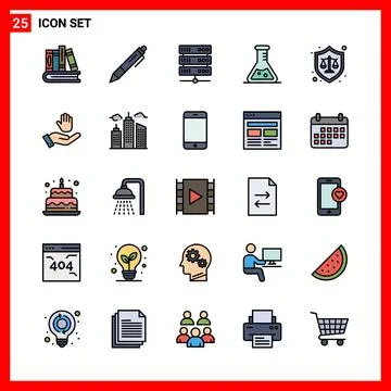 Modern Flat Icon Set for Digital and Business Concepts. Ilustración de archivo