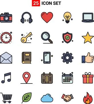 Modern Flat Icon Set for Digital and Business Applications. Stockillustratie