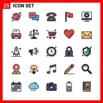 Modern Flat Icon Set for Digital and Business Applications. イラスト素材