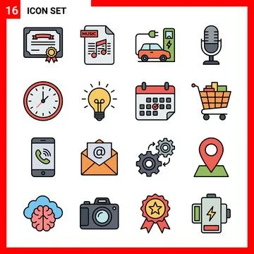Modern Flat Icon Set for Digital and Business Applications. Stock Illustration