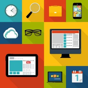 Modern Flat Icon Set for Web and Mobile Application Illustrazione stock