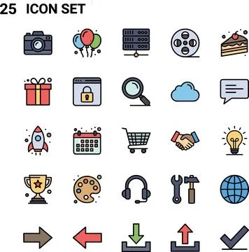 Modern Flat Icon Set for Web and Mobile Applications. Illustration