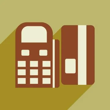 Modern flat icon with shadow bank card and the terminal Stock Illustration