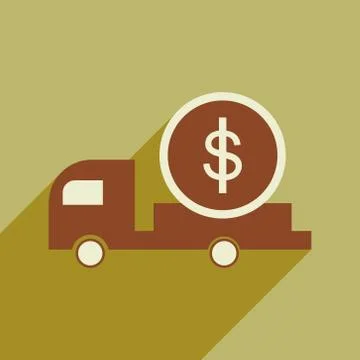 Modern flat icon with shadow car and money Stock Illustration
