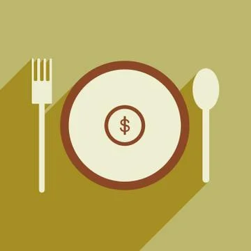 Modern flat icon with shadow Coin plate Stock Illustration