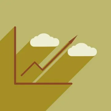 Modern flat icon with shadow economic graph Stock Illustration