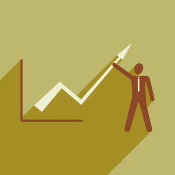 Modern flat icon with shadow Man and graph Stock Illustration