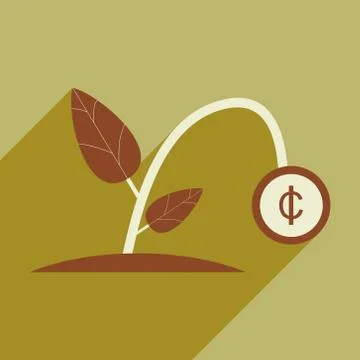 Modern flat icon with shadow money plant Stock Illustration