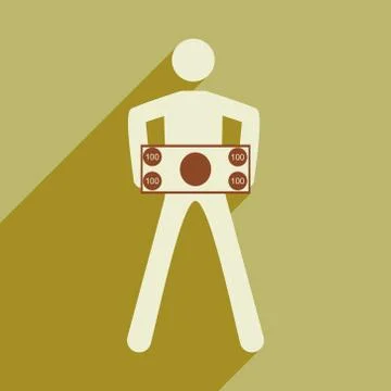 Modern flat icon with shadow People and dollar Stock Illustration