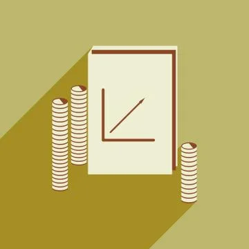 Modern flat icon with shadow Report and coins Stock Illustration