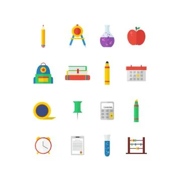 Modern flat icon vector illustration collection on high school イラスト素材