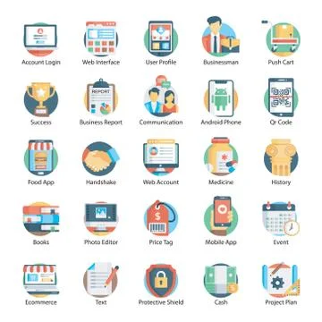 Modern Flat Icon Vectors Pack Stock Illustration