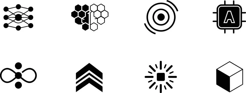 Modern flat icons set of eight different symbols Stock Illustration