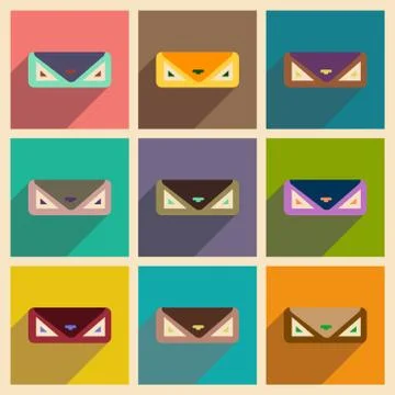 Modern flat icons vector collection with shadow clutch bag Stock Illustration