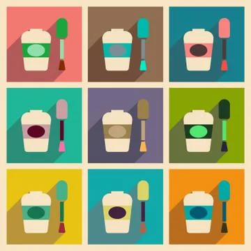 Modern flat icons vector collection with shadow nail polish Stock Illustration