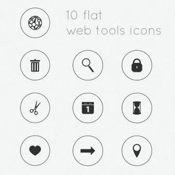 Modern flat icons vector collection of web tools theme. Stock Illustration