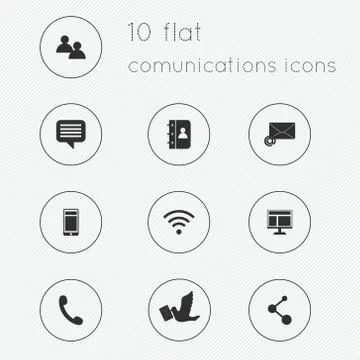 Modern flat icons vector collection of communications theme. Stock Illustration