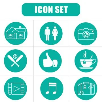 Modern flat icons vector collection in stylish colors of business elements, o Stock Illustration
