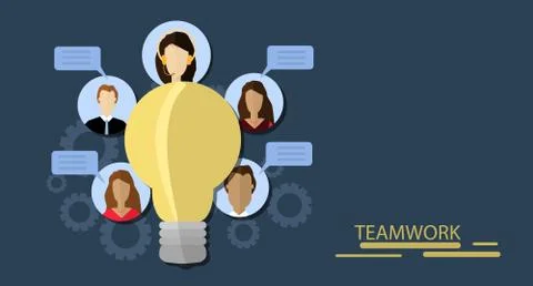 Modern Flat Illustration of Teamwork to reach goal Stock Illustration