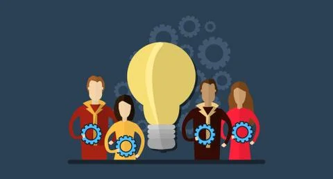 Modern Flat Illustration of Teamwork to reach goal Illustrazione stock