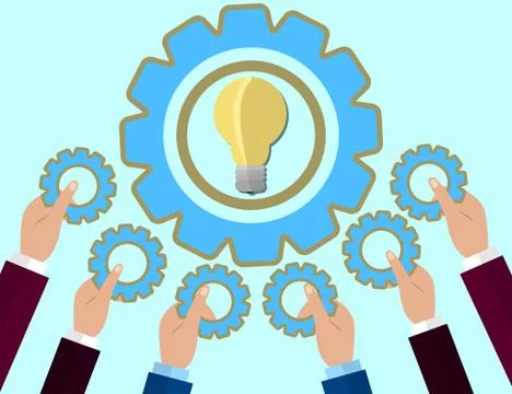 Modern Flat Illustration of Teamwork to reach goal Stock Illustration