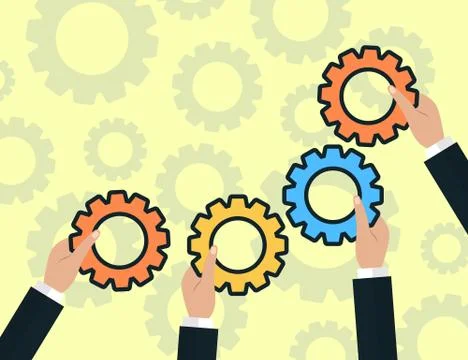 Modern Flat Illustration of Teamwork to reach goal Stock Illustration