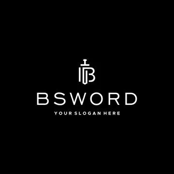 Modern flat initial B BSOWRD blade logo design Stock Illustration