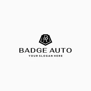 Modern flat initial BA BADGE AUTO logo design Stock Illustration