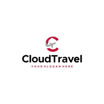 Modern flat initial C Cloud Travel logo design Stock Illustration