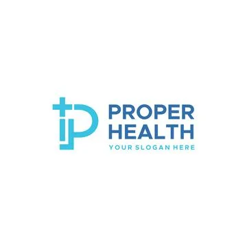 Modern flat initial P PROPER HEALTH logo design Illustrazione stock