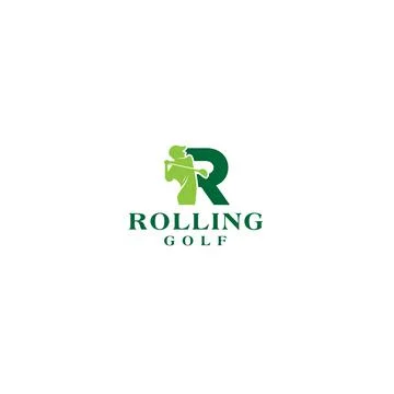 Modern flat initial R ROLLING GOLF logo design Stock Illustration