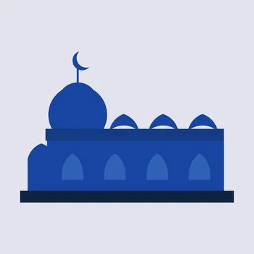 Modern Flat Islamic Mosque Architecture Building, Islamic Graphic Related Assets Stock Illustration