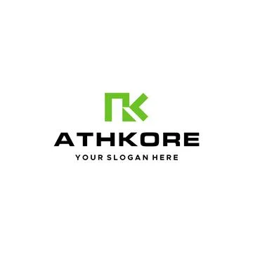Modern flat letter mark ATHKORE logo design Stock Illustration