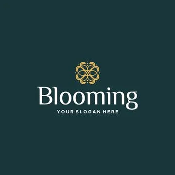 Modern flat letter mark BLOOMING mark logo design Stock Illustration