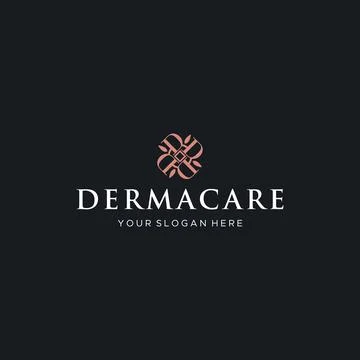 Modern flat letter mark DERMACARE logo design Stock Illustration