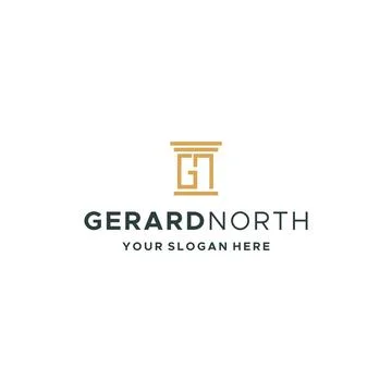 Modern flat letter mark GERADN NORTH logo design Stock Illustration